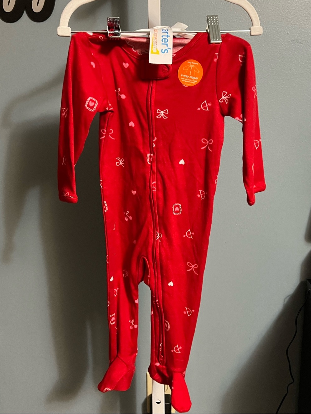 Carter's Just One You Valentine’s Red Baby One-Piece Zipper Sleeper and Headband